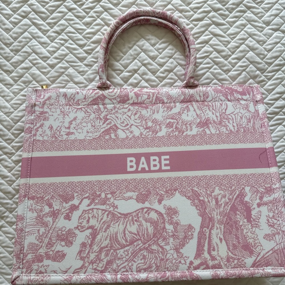 Pink CD Patterned Tote Bag